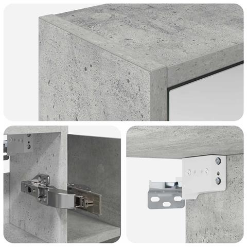 Mobiletto per specchio da bagno Grigio cemento - Foto 9