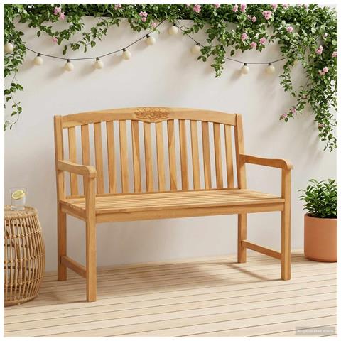 Panchina in legno intagliata a mano Naturale 114 x 60,5 x 95 cm - Foto 2