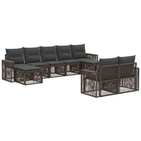 Set Divano da Giardino 9 pcs Grigio e Grigio Scuro polyrattan - Foto 1