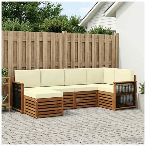 Set divano sezionale con cuscino 5 pcs Naturale e Crema - Foto 2