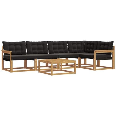 Set di divani da esterno 6 pcs Bianco e Nero 79 x 79 x 37 cm - Foto 1