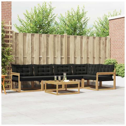 Set di divani da esterno 6 pcs Bianco e Nero 79 x 79 x 37 cm - Foto 2