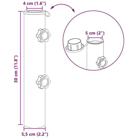 Tubo base per parasole 0.6 kg Nero Ferro for 40-50 mm Pole - Foto 6