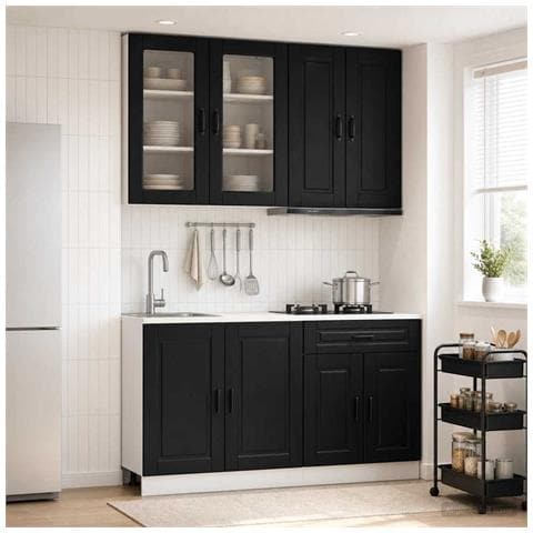 Unità Cucina PORTO 4 pcs Nero Legno ingegnerizzato - Foto 2