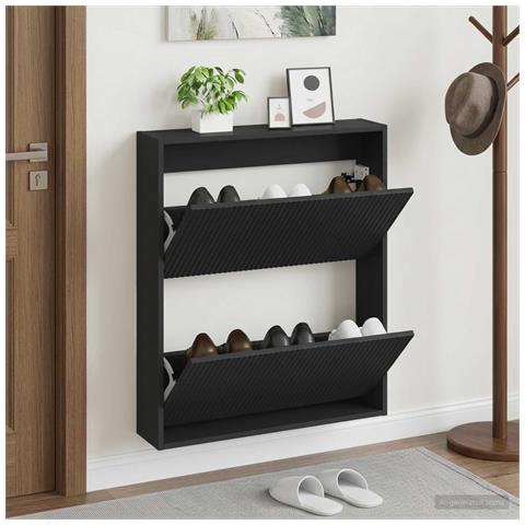 Mobiletto per Scarpe da Muro ARNHEM 71 x 17 x 86 cm Nero - Foto 2