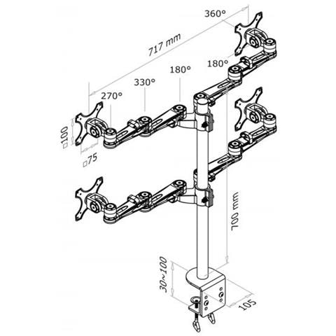 Supporto da Scrivania FPMA-D935D4 per 4 Monitor LCD /LED /TFT - Foto 8