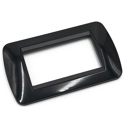 20 Placche Muro 4 Posti Moduli Nero Lucido Compatibile Tipo Bticino Living - Foto 1