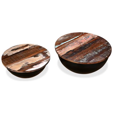 Set Tavolini Caffè 2pz Forma Di Coppa In Massello Anticato Nero - Foto 10