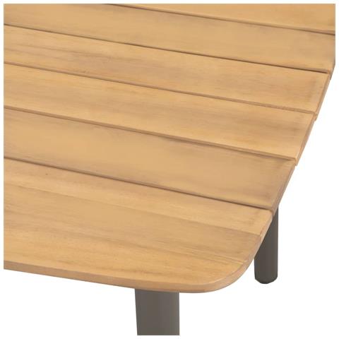 Tavolo Per Esterno Legno Massello Acacia E Acciaio 80x80x72 Cm - Foto 2