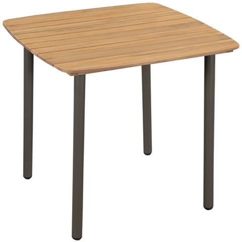 Tavolo Per Esterno Legno Massello Acacia E Acciaio 80x80x72 Cm - Foto 1