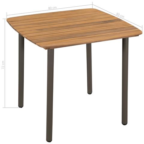 Tavolo Per Esterno Legno Massello Acacia E Acciaio 80x80x72 Cm - Foto 4