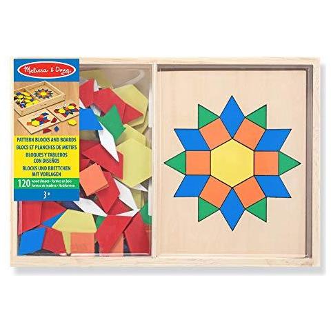 Melissa Doug Blocks Pattern E Boards Classic Toy (developmental Giocattolo Blocchi Di Forma Di Legno 120 Forme 5 Schede Grande Regalo Per Ragazze E Ragazzi - Meglio Per 3 4 5 E 6 Anni)  - Foto 4