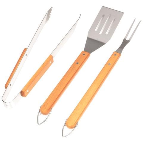Set Di 3 Accessori In Acciaio Inox Con Manici In Bambù Per Barbecue E Grigliate - Foto 2