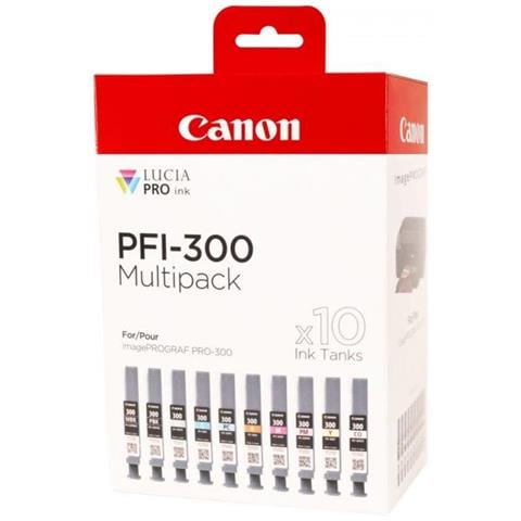 Pfi-300 Cartuccia D'inchiostro 10 Pz Originale Nero, Blu, Ciano, Grigio, Magenta, Nero Per Foto, Magenta Per Foto, Rosso, Giallo - Foto 2