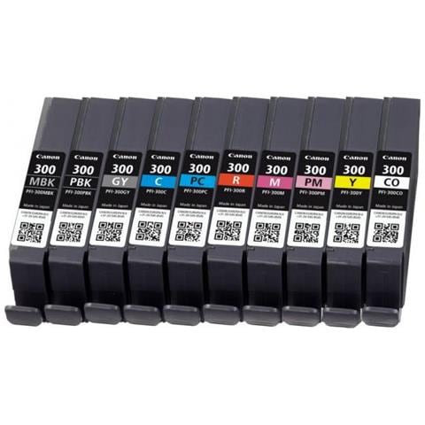 Pfi-300 Cartuccia D'inchiostro 10 Pz Originale Nero, Blu, Ciano, Grigio, Magenta, Nero Per Foto, Magenta Per Foto, Rosso, Giallo - Foto 3