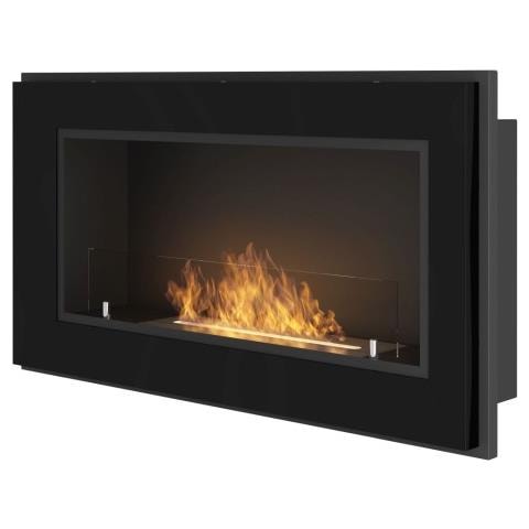 Rame 900 - Biocamino Da Incasso Camino A Bioetanolo Da Parete, Vari Colori - Nero - Con Vetro - Foto 1