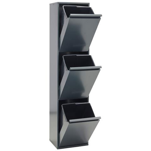 Basic Cr304-b Pattumiera Per Raccolta Differenziata, 3 Secchi, Mobile D'acciaio Per Differenziata, 3 X 17 L (51 L), Grigio Scuro Antracite - Foto 3