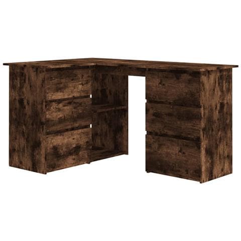 Scrivania ad Angolo Rovere Fumo 145x100x76 cm Legno Multistrato - Foto 1