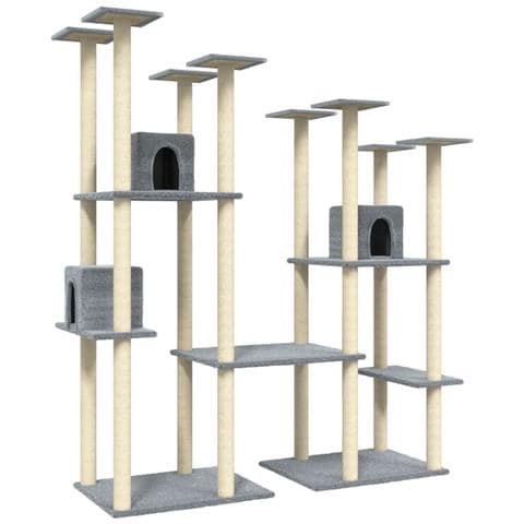 Albero Per Gatti Con Tiragraffi In Sisal Grigio Chiaro 174 Cm - Foto 1