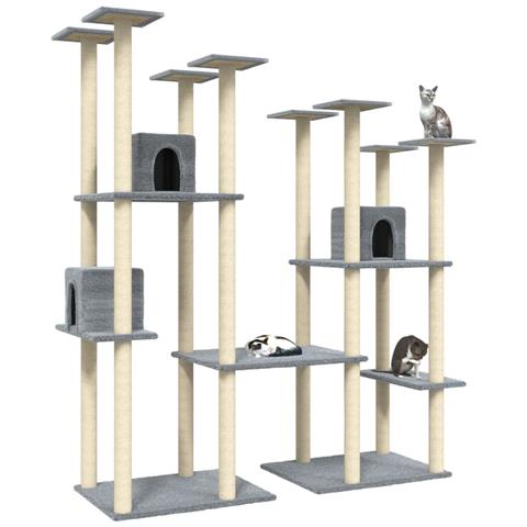 Albero Per Gatti Con Tiragraffi In Sisal Grigio Chiaro 174 Cm - Foto 2