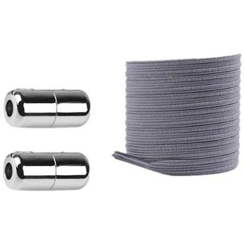 5 Paia Di Lacci Piatti Elastici Gratuiti Con Fibbie Argentate Grey - Foto 1