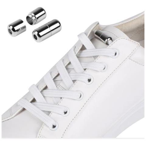 5 Paia Di Lacci Piatti Elastici Gratuiti Con Fibbie Argentate Grey - Foto 4