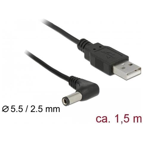 Cavo Di Alimentazione Usb Dc 5,5 X 2,50mm 90ã‚â° 1,5 Mt - Foto 2