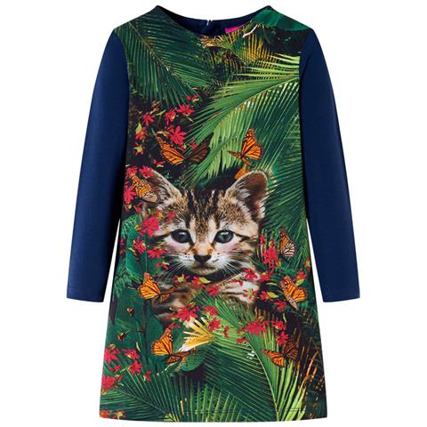 Abito Da Bambina A Maniche Lunghe Blu Marino 116 - Foto 1