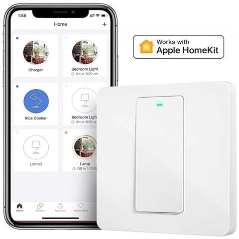 Interruttore a parete Wi-Fi Smart - 220V / 1 WAY - Apple HomeKit - Foto 1