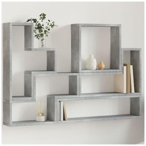 Scaffale A Parete Grigio Cemento 90x12x64 Cm Legno Multistrato - Foto 1