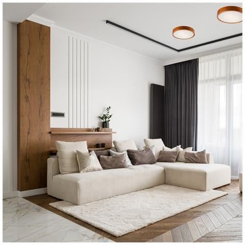 Lampada A Soffitto Eveline - Marrone - Legno, Vetro - 8x37x37 Cm - Foto 2