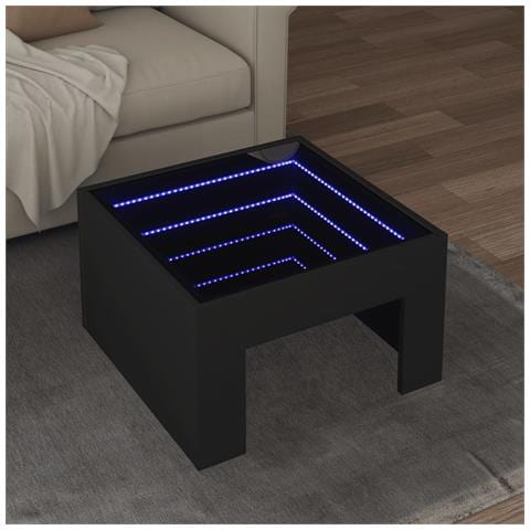Tavolino Da Salotto Con Led Infinity Nero 50x50x30 Cm - Foto 1