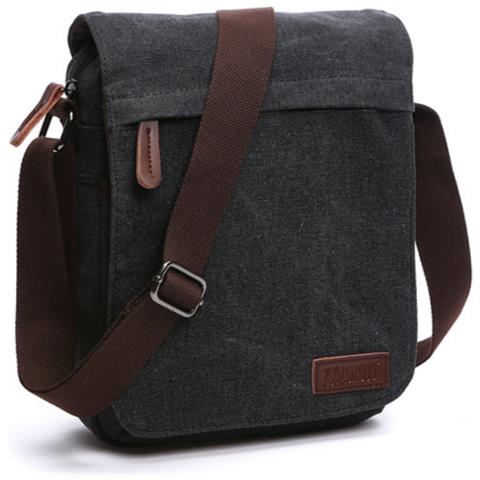 Borsa A Tracolla Sportiva In Tela E Pelle Black - Foto 2