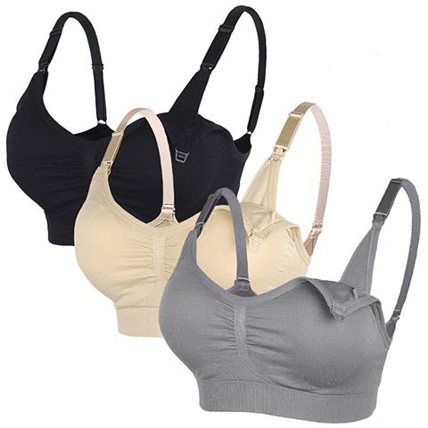 Reggiseno Per Allattamento, Confezione Da 3 (nero + Beige + Grigio)  M - Foto 1