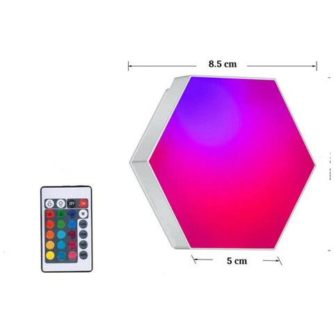 Set 3pz Luci Da Parete Rgb Esagonali Applique Con Telecomando Multicolor Teb0384 - Foto 2