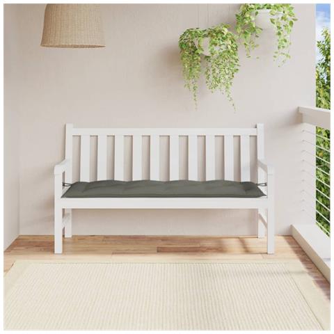 Cuscino Panca Giardino Grigio Scuro Mélange 150x50x7 Cm Tessuto - Foto 3