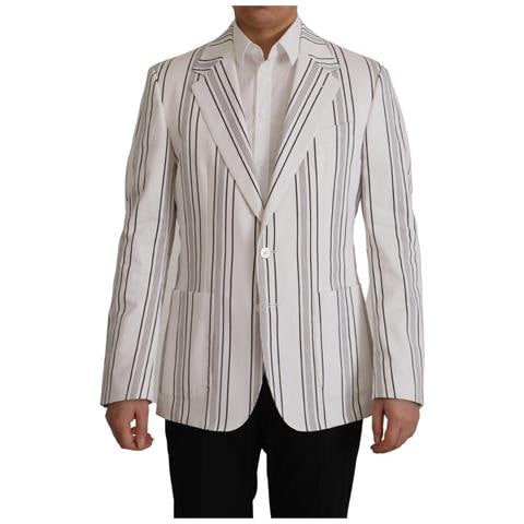 Blazer Monopetto In Cotone A Righe Bianche - It52 - L - Foto 1