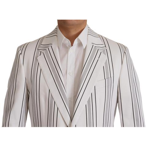 Blazer Monopetto In Cotone A Righe Bianche - It52 - L - Foto 2