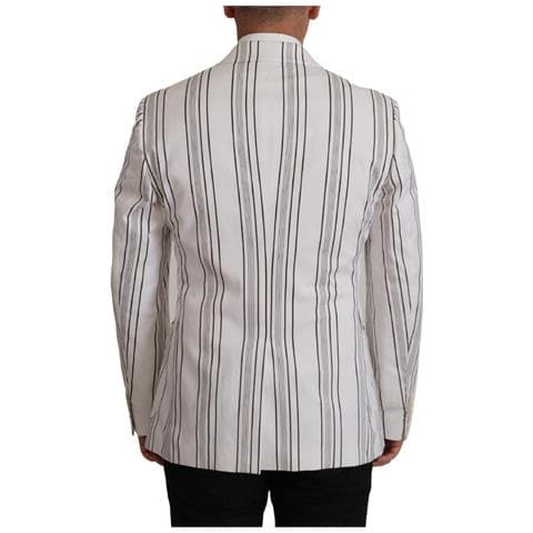 Blazer Monopetto In Cotone A Righe Bianche - It52 - L - Foto 5