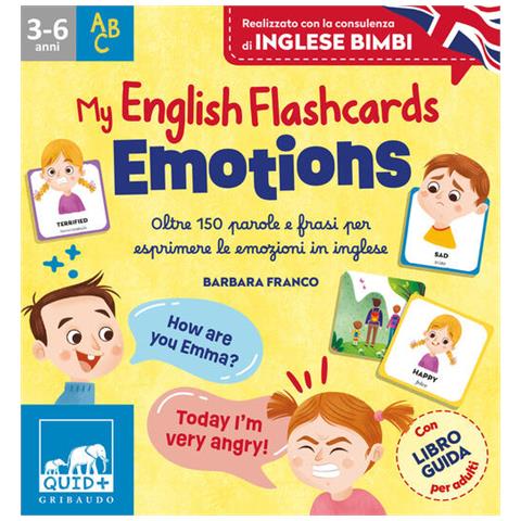 Barbara Franco - Emotions. My english flaschcards. Oltre 150 parole e frasi per esprimere le emozioni in inglese. Ediz. illustrata. Con libro-guida per adulti - Foto 1