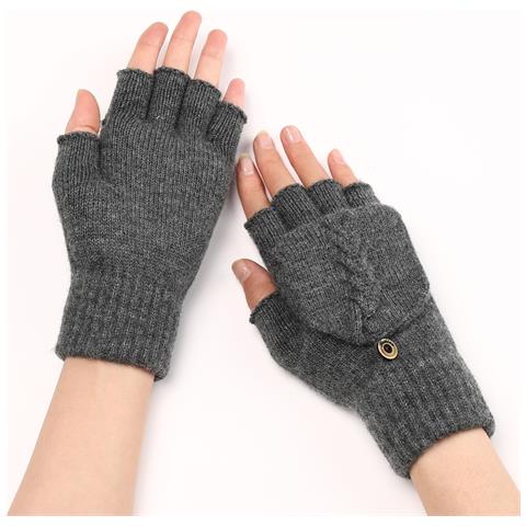 Guanti A Mezza Dita Con Motivo A Treccia Darkgrey - Foto 2