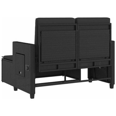 Panca Reclinabile da Giardino con Cuscini Nera in Polyrattan - Foto 10