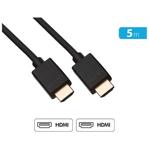 Cavo Hdmi A Hdmi Connettori A 19 Pin Modello High Speed 5 M, Nero - Foto 2