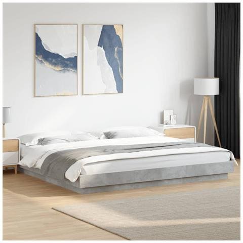 Giroletto Luci Led Grigio Cemento 180x200 Cm Legno Multistrato - Foto 1