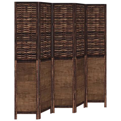 Divisorio Ambienti 5 Pannelli Marrone Scuro Massello Paulownia - Foto 2