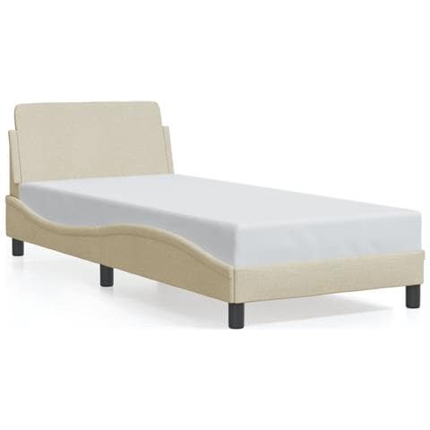 Giroletto Con Testiera Senza Materasso Crema 80x200 Cm Tessuto - Foto 2