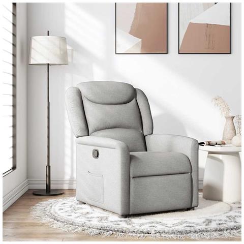 Poltrona Reclinabile In Tessuto Grigio Nuvola - Foto 1