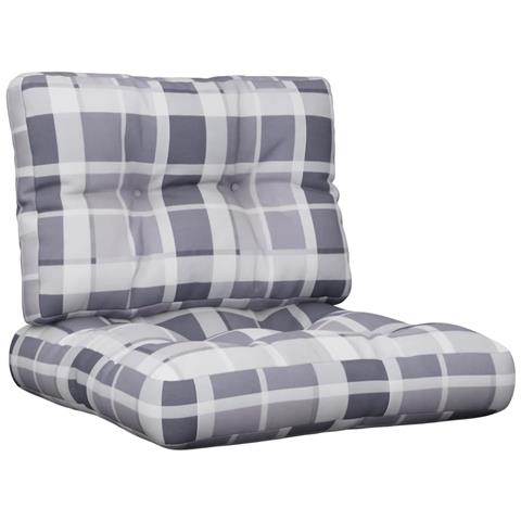 Cuscini Per Pallet 2 Pz Grigi A Quadri In Tessuto - Foto 2