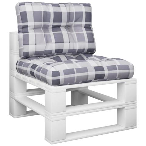 Cuscini Per Pallet 2 Pz Grigi A Quadri In Tessuto - Foto 3