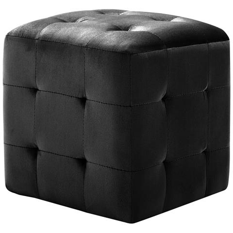 Pouf 2 Pz Nero 30x30x30 Cm In Velluto - Foto 1